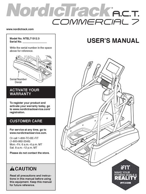 nordictrack elliptical replacement parts pdf manual